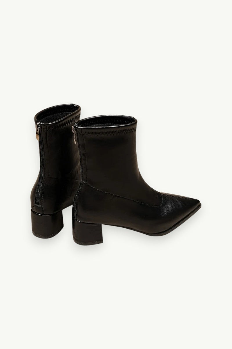 Vintage Pointed-Toe Ankle Heel Boots