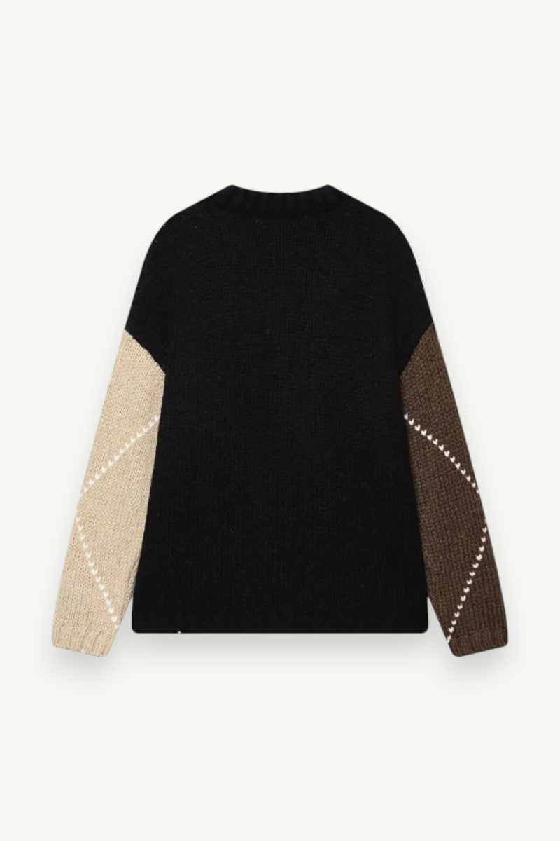 Argyle Color-Block Knit Pullover