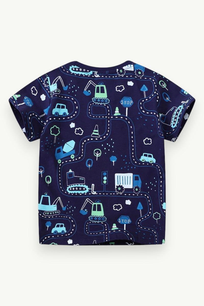 Kids Striped Cotton Cartoon Tee