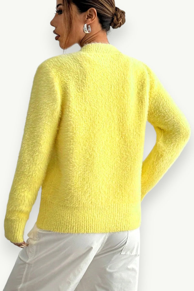 Heart-Button Knit Cardigan