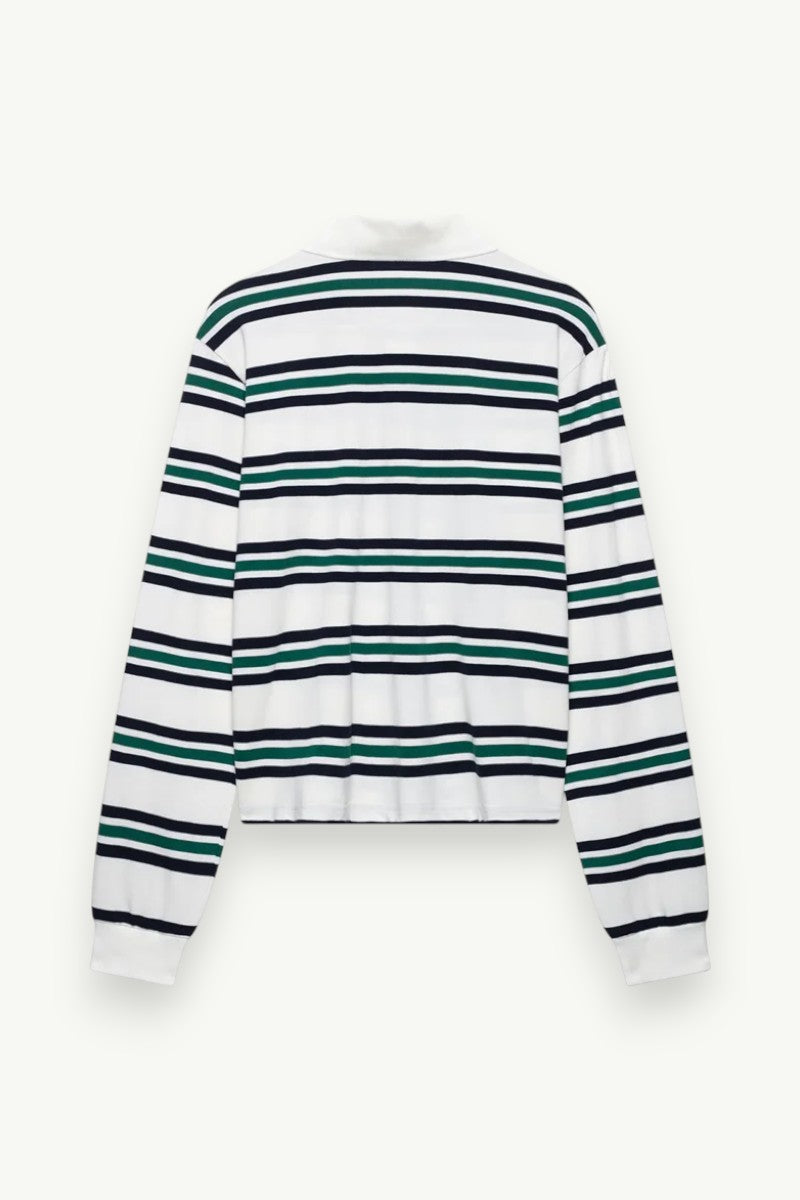 Striped Long-Sleeve Polo Shirt