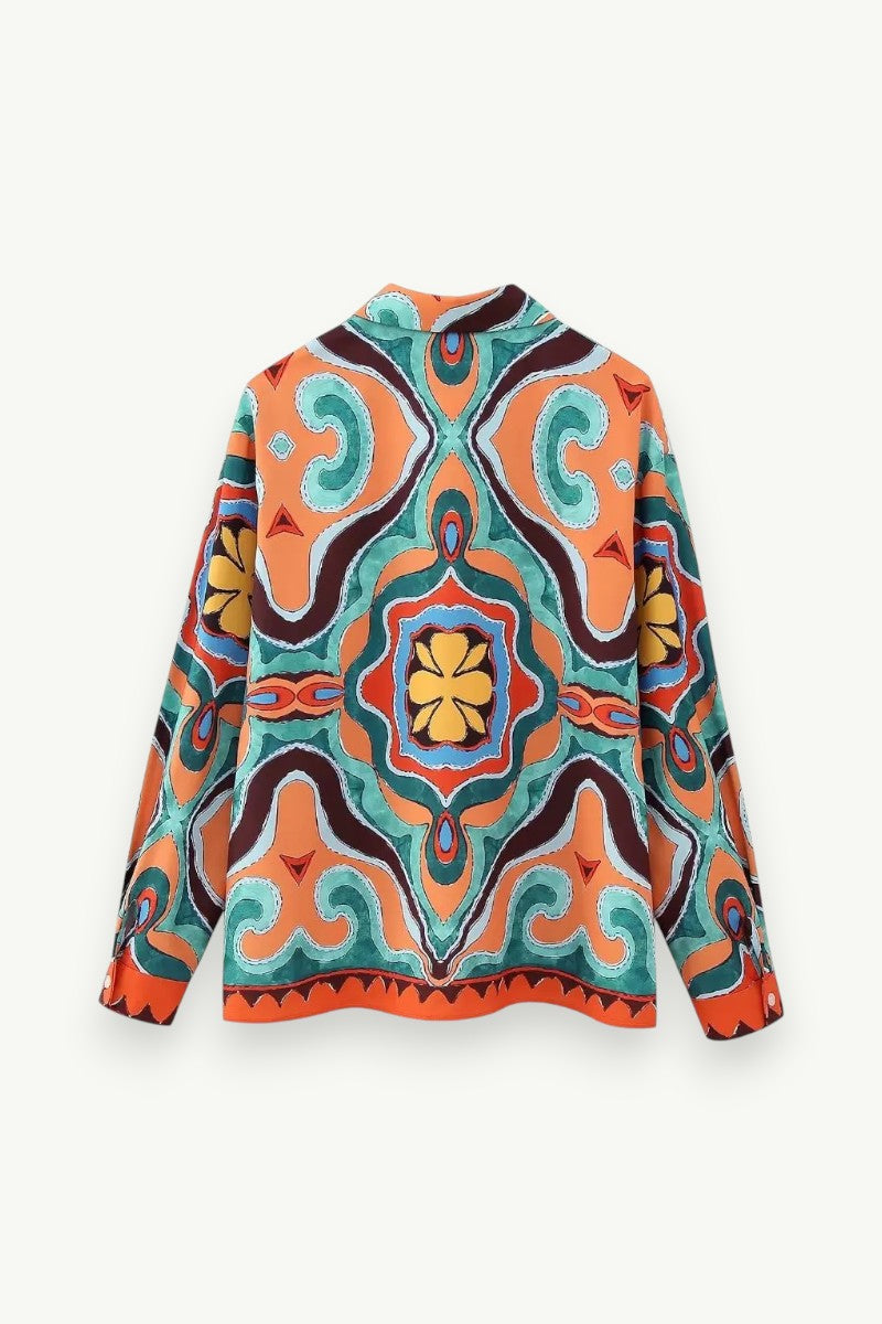 Abstract Print Long-Sleeve Shirt