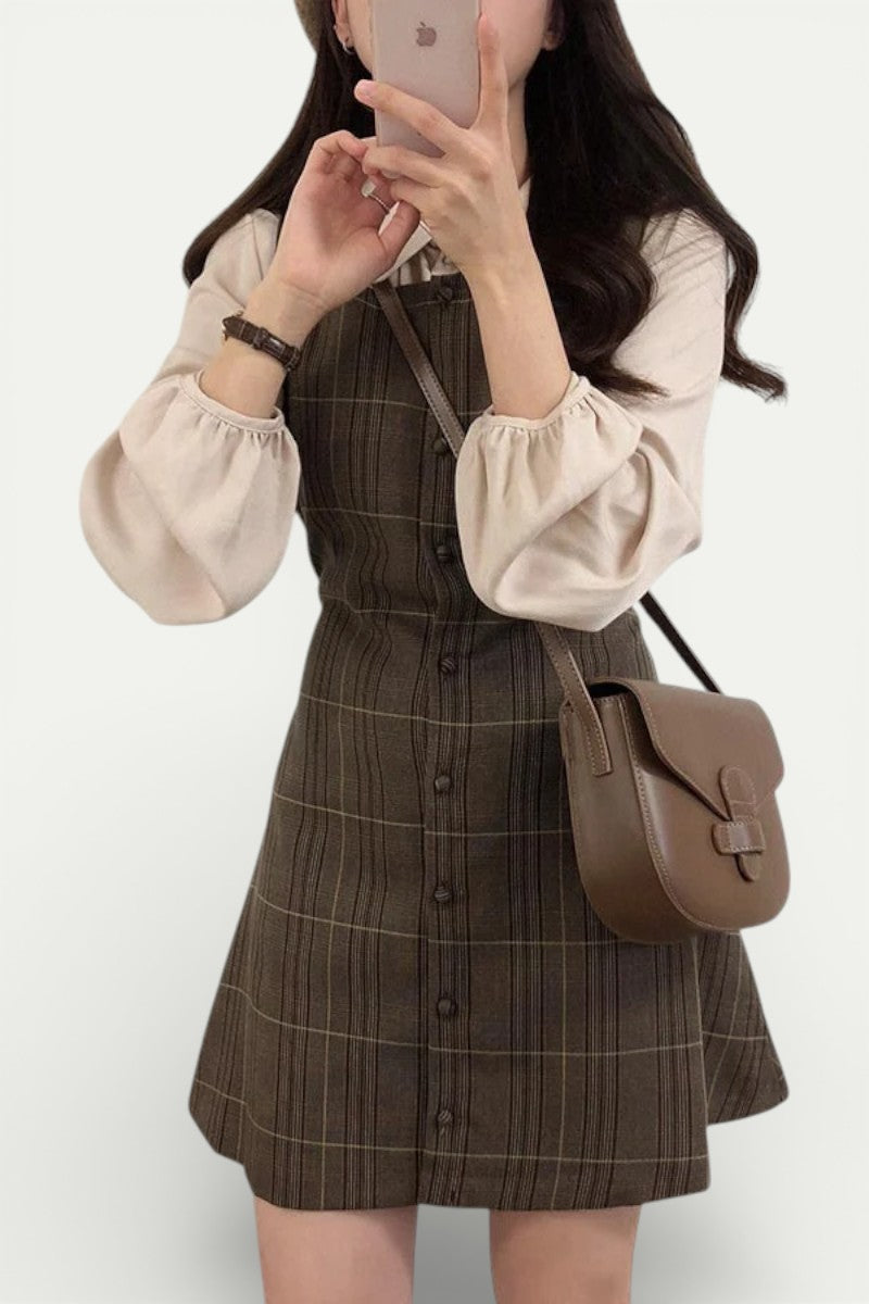 Plaid A-Line Shirt Dress