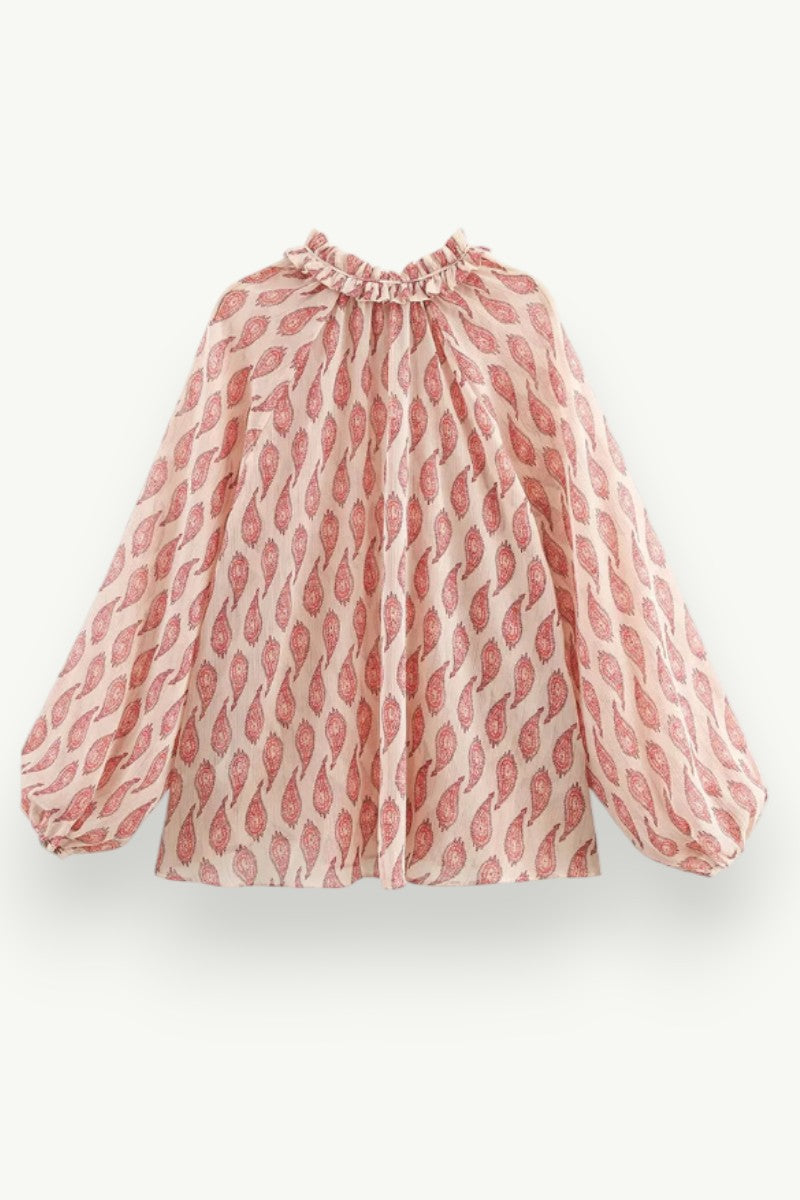Metallic Line Print Button-Up Shirt