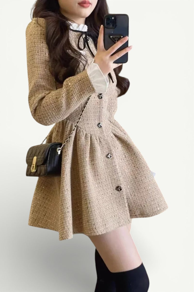 Ruffled Bow A-Line Mini Dress