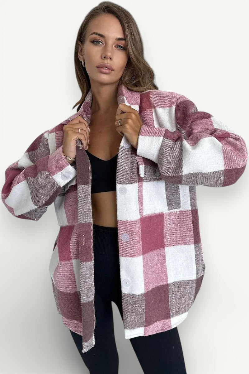 Plaid Flannel Button-Down Shirt Jacket