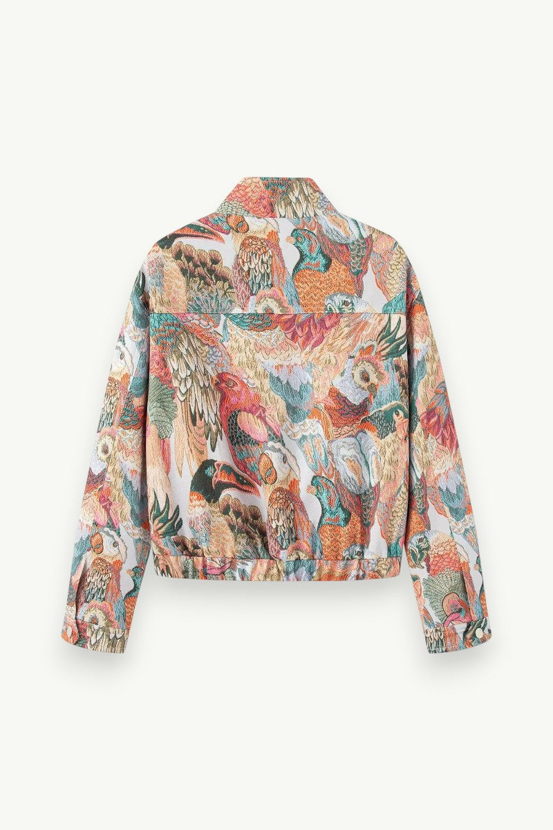 Peacock Print Cropped Street Jacket