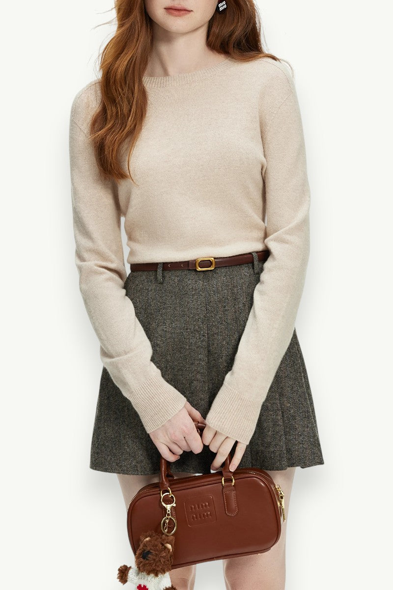 Seamless Wool Crew Neck Knit Sweater