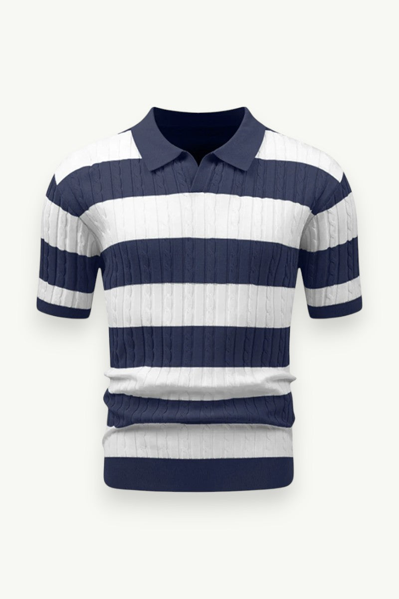 Retro Knit Short-Sleeve Polo Shirt