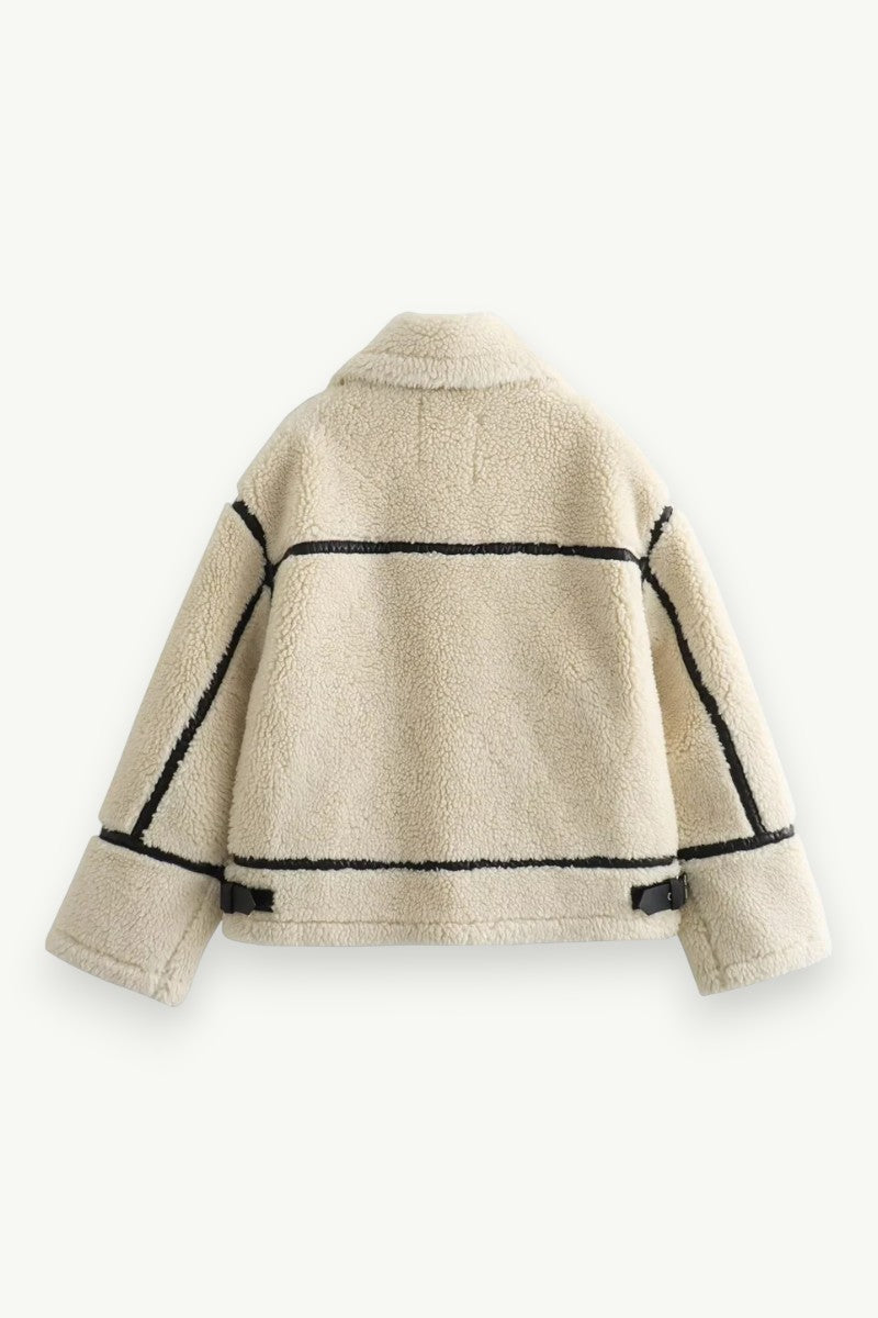 Faux Fur-Effect Motorcycle Jacket