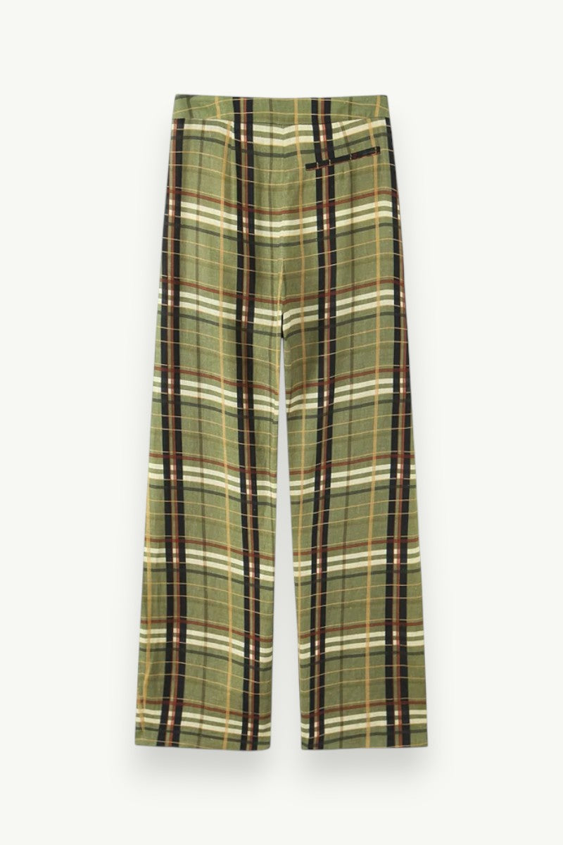 Plaid High-Waist Wide Leg Trousers