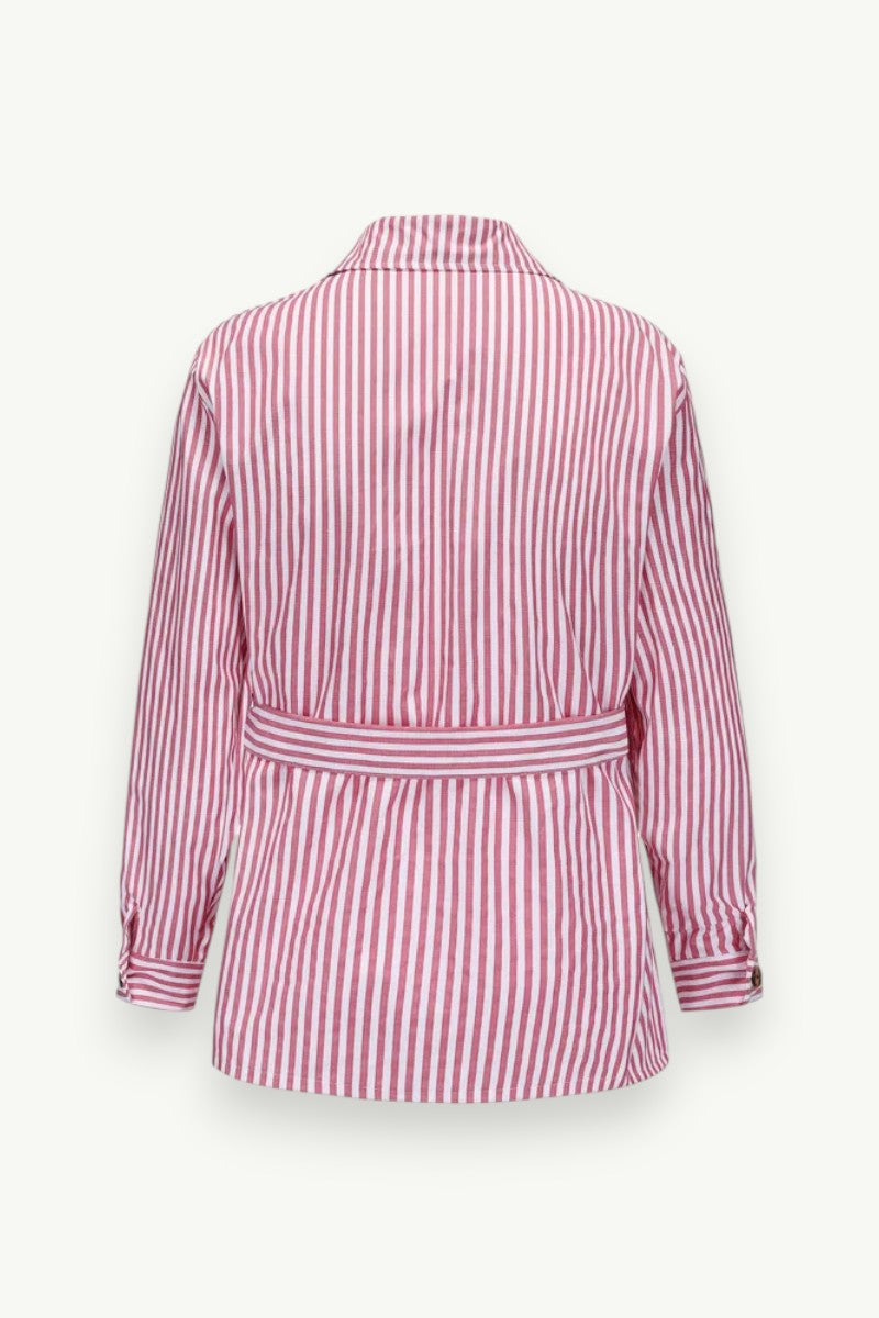 Striped Pocket Belted Shirt
