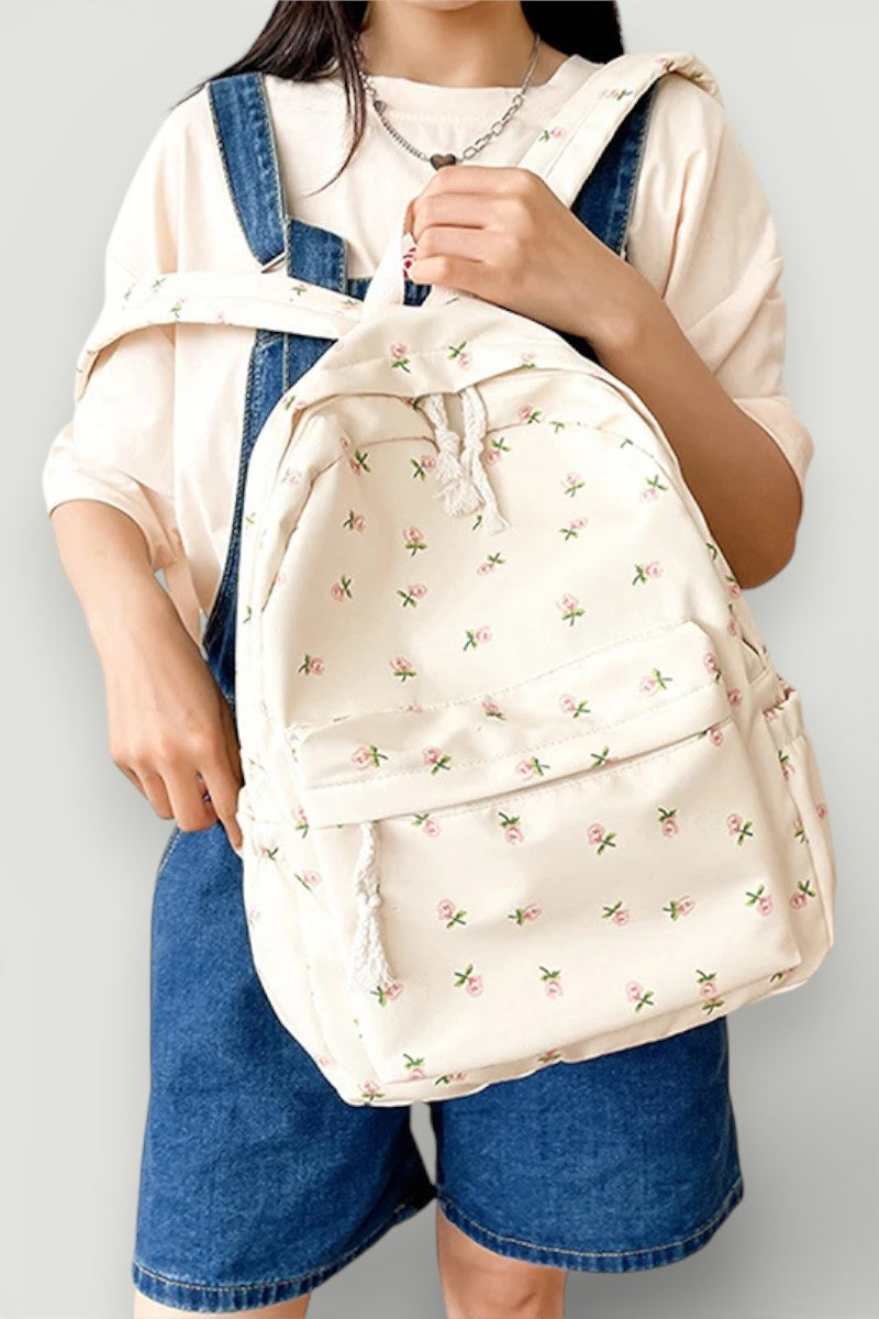 Floral White School Backpack
