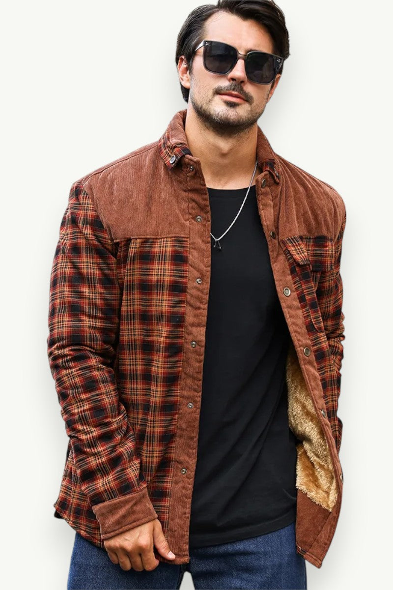 Plaid Sherpa-Lined Casual Jacket