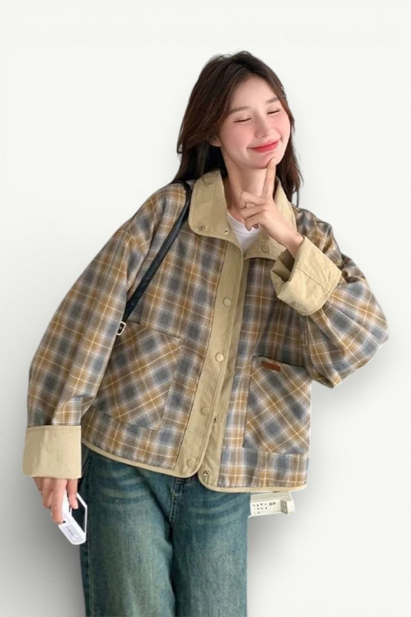 Vintage Plaid Reversible Cargo Jacket