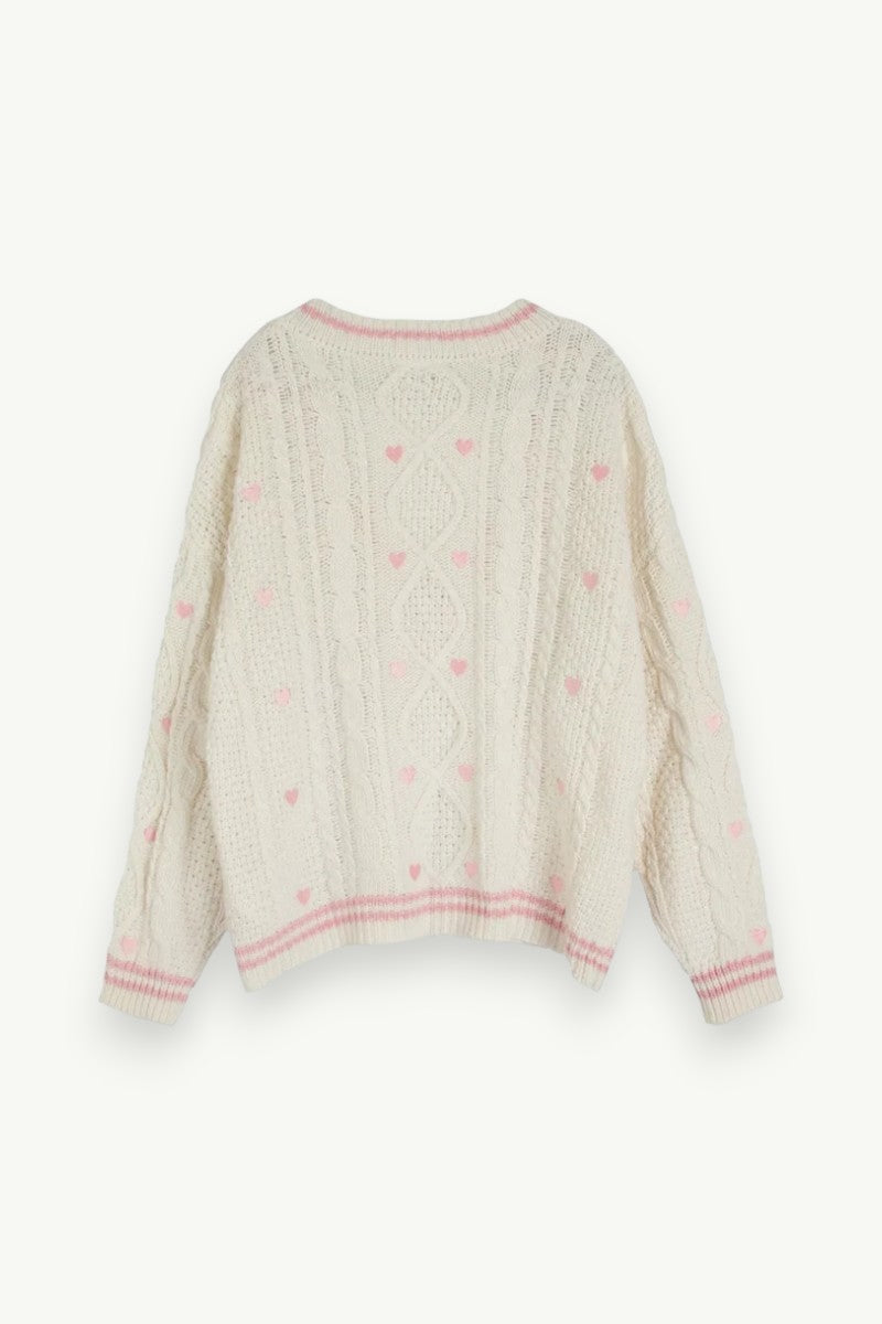 Heart-Button Knit Cardigan