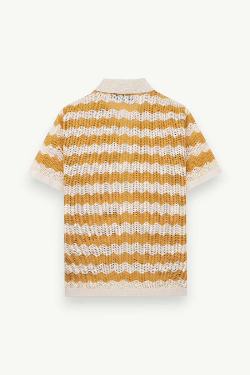 Breathable Striped Knit Short-Sleeve Shirt