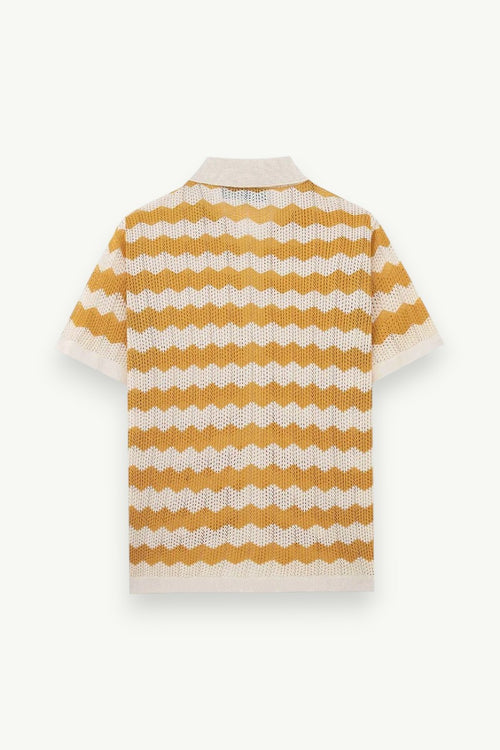 Breathable Striped Knit Short-Sleeve Shirt