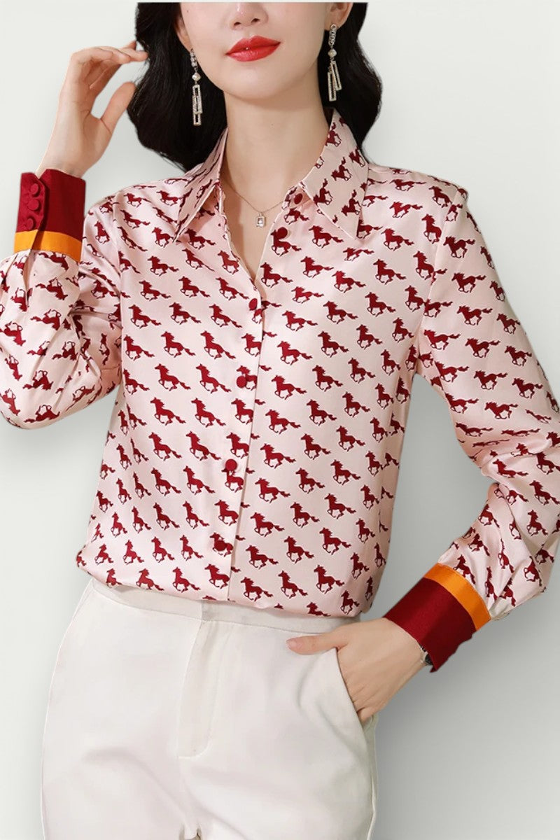 Luxury Satin Long-Sleeve Office Shirt
