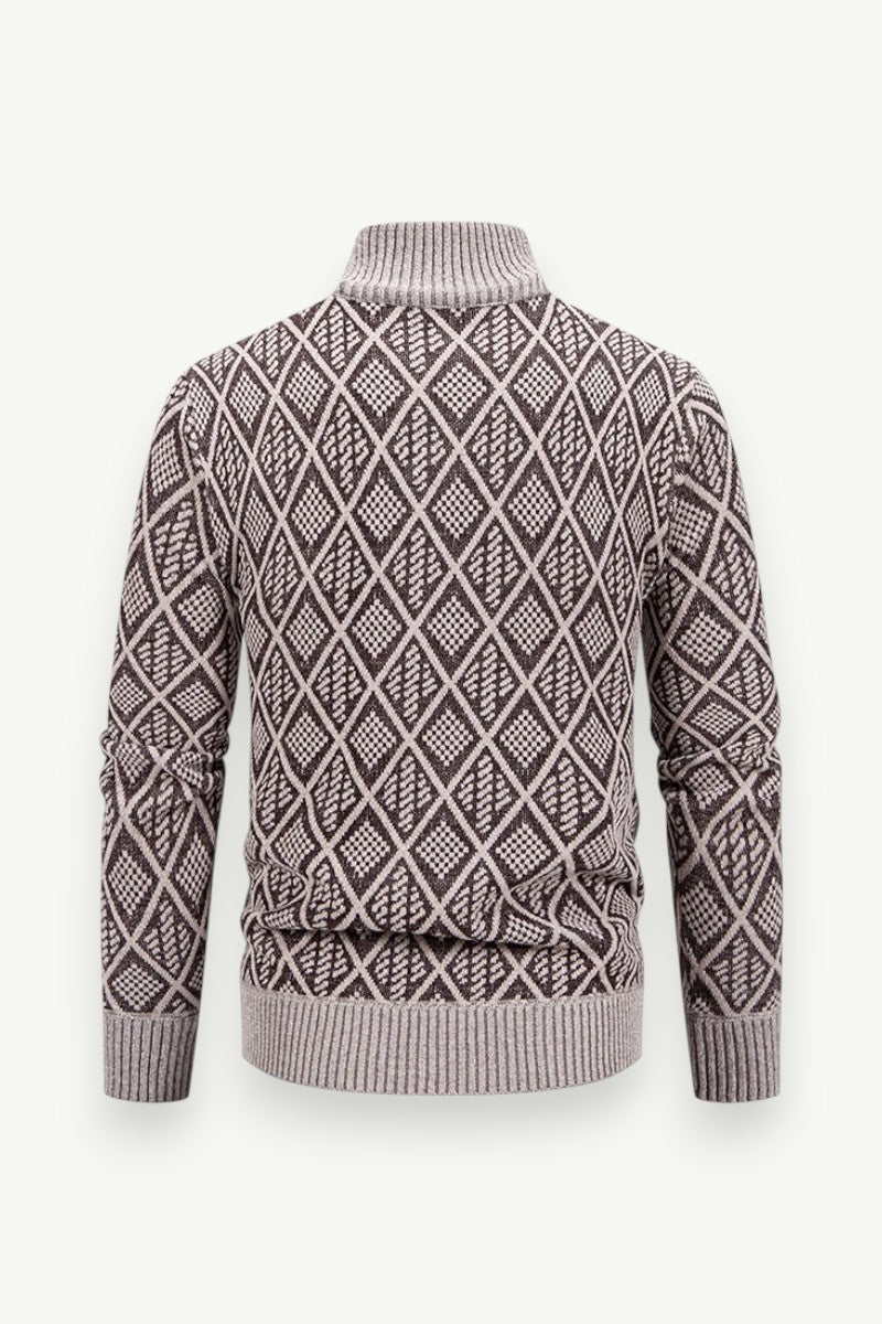 Fleece-Lined Stand-Collar Knit Jacket