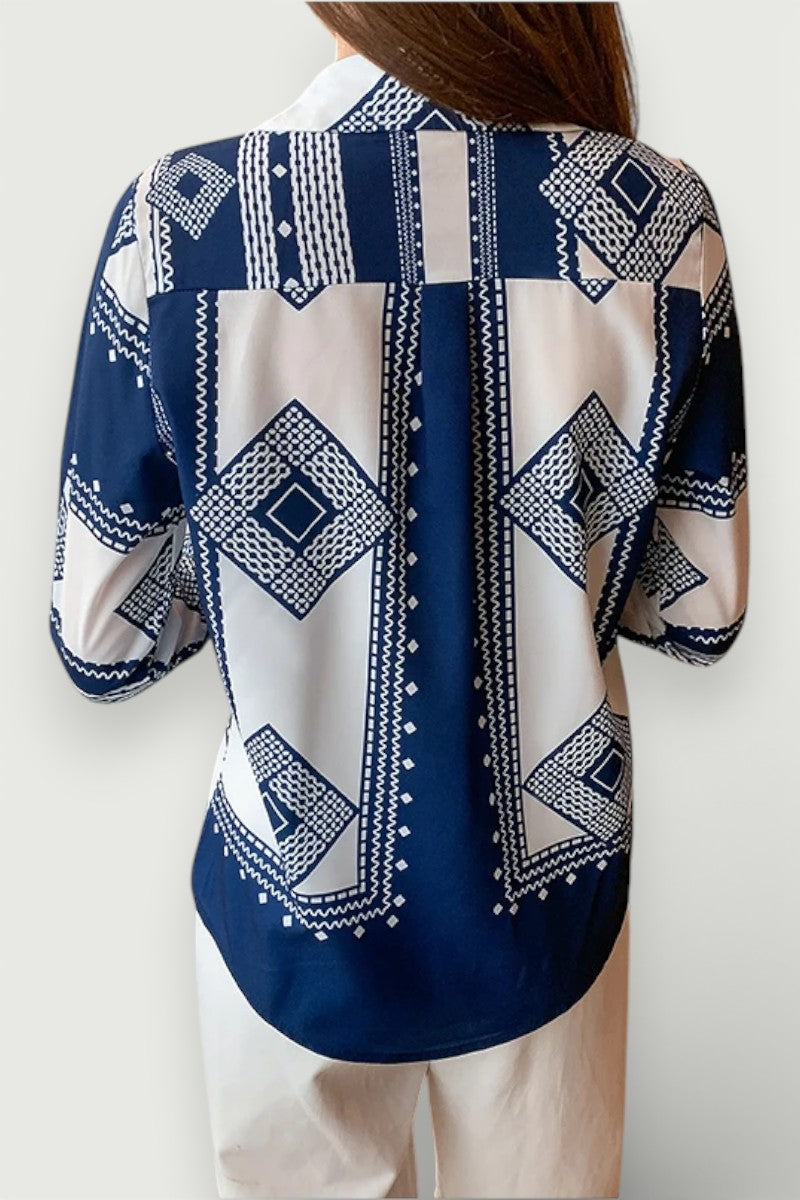 Elegant Printed Button-Down Blouse