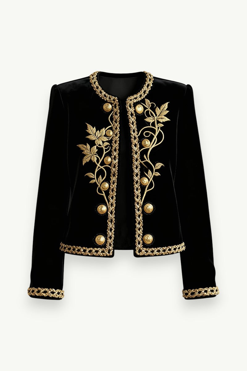 Gold-Embroidered Velvet Evening Jacket