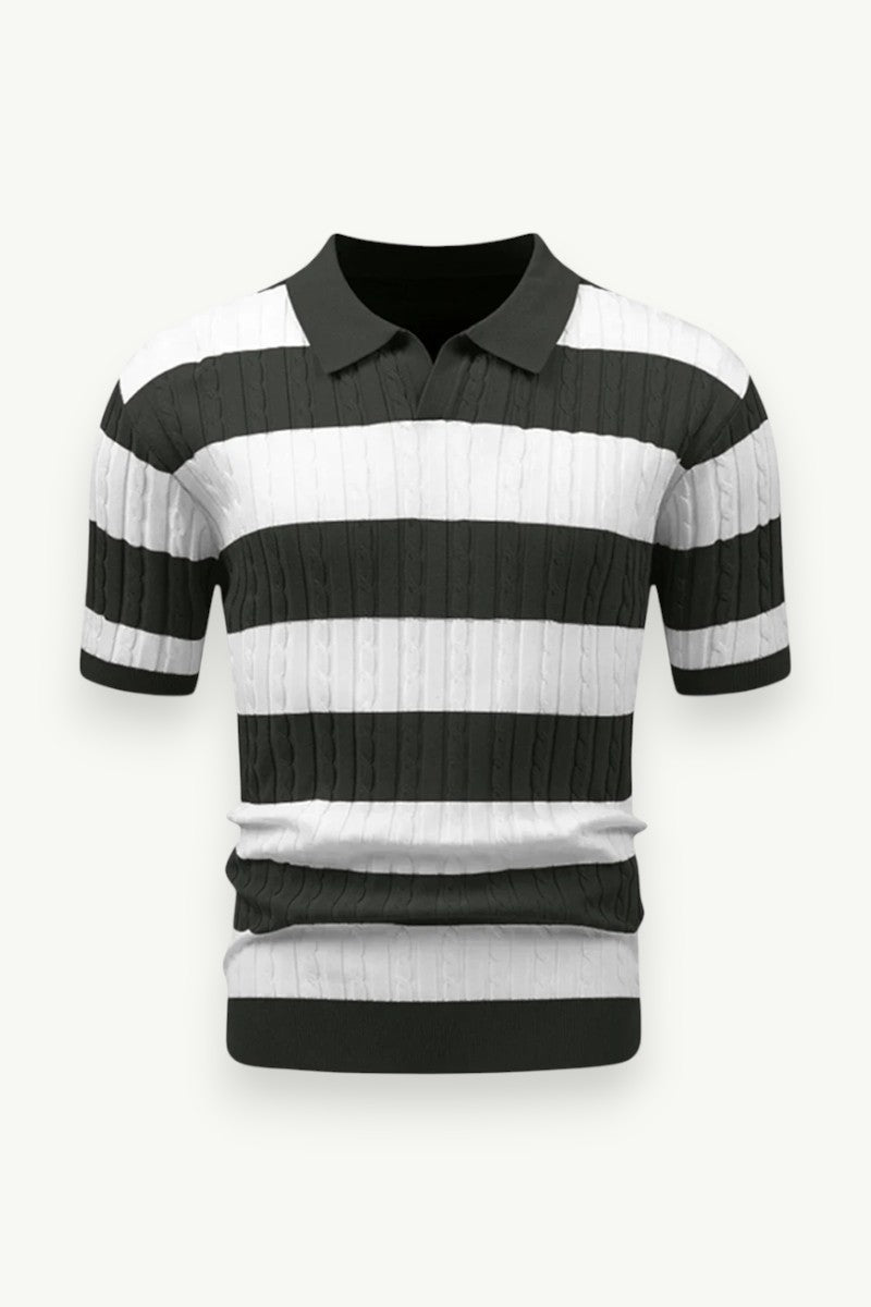 Retro Knit Short-Sleeve Polo Shirt