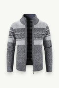 Stand-Collar Zip Knit Cardigan