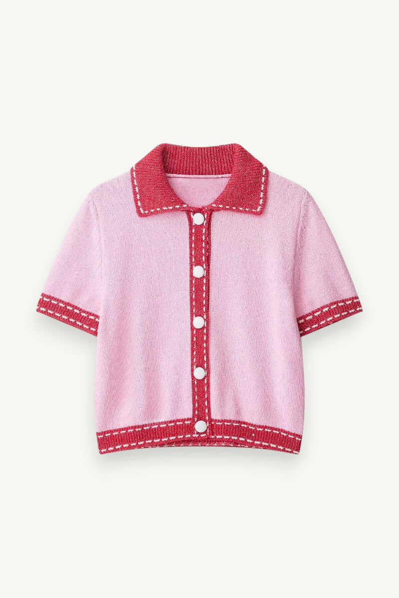 Striped Button-Front Knit Cardigan