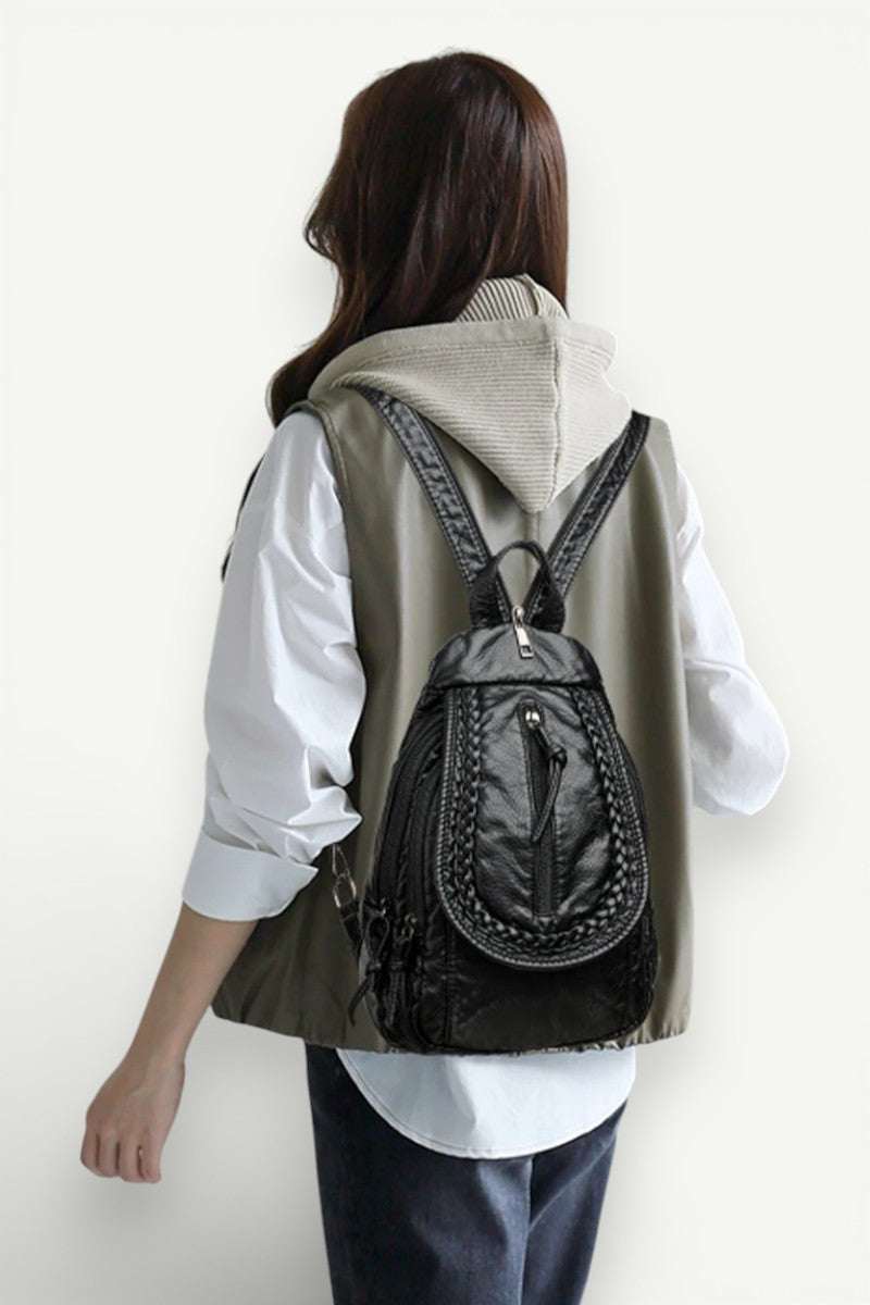 Mini White Multi-Pocket Backpack