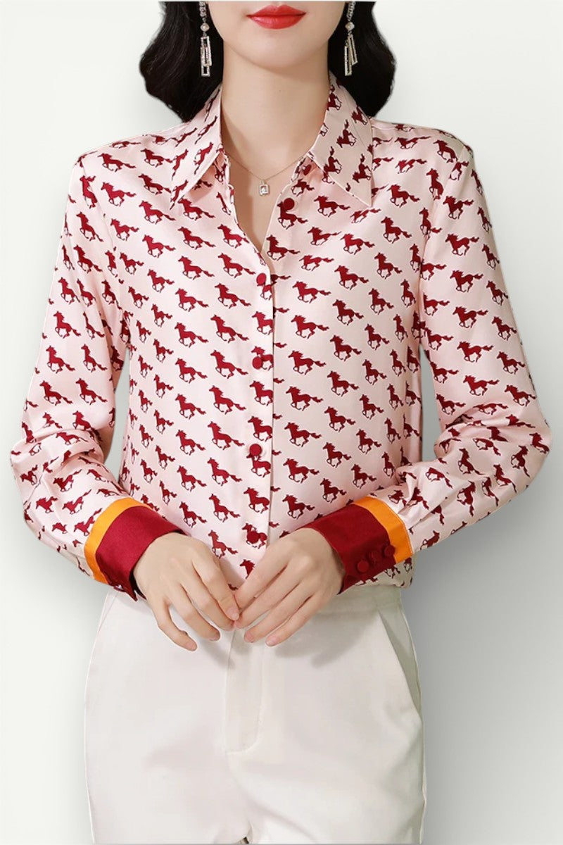 Luxury Satin Long-Sleeve Office Shirt