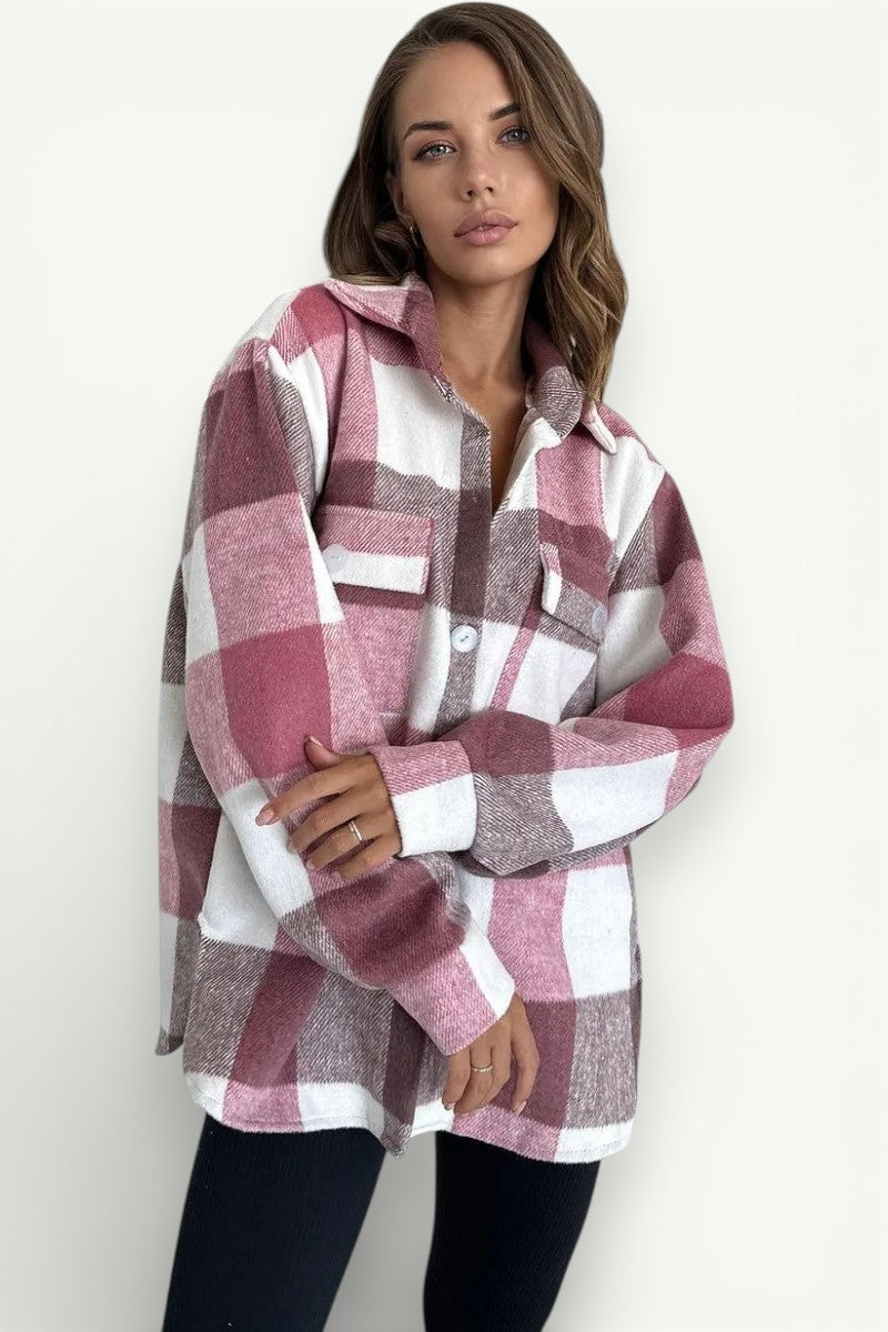 Plaid Flannel Button-Down Shirt Jacket