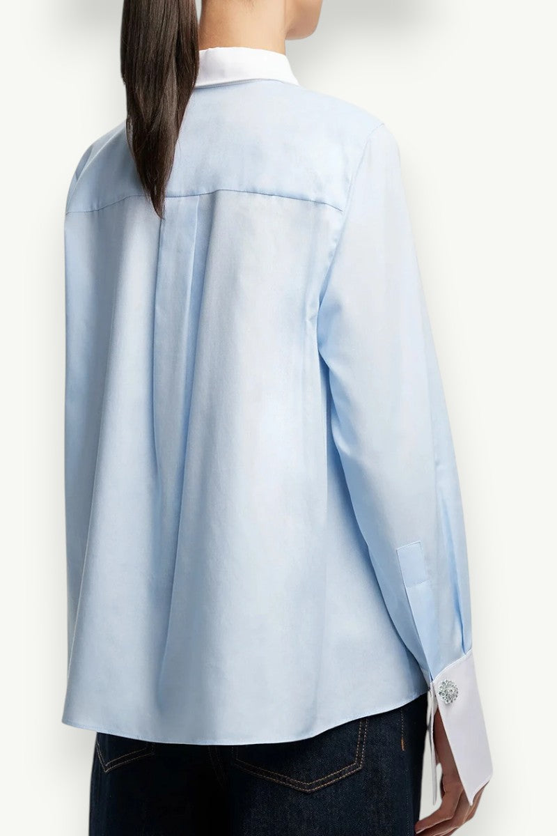 Embroidered Floral Stripe Casual Shirt