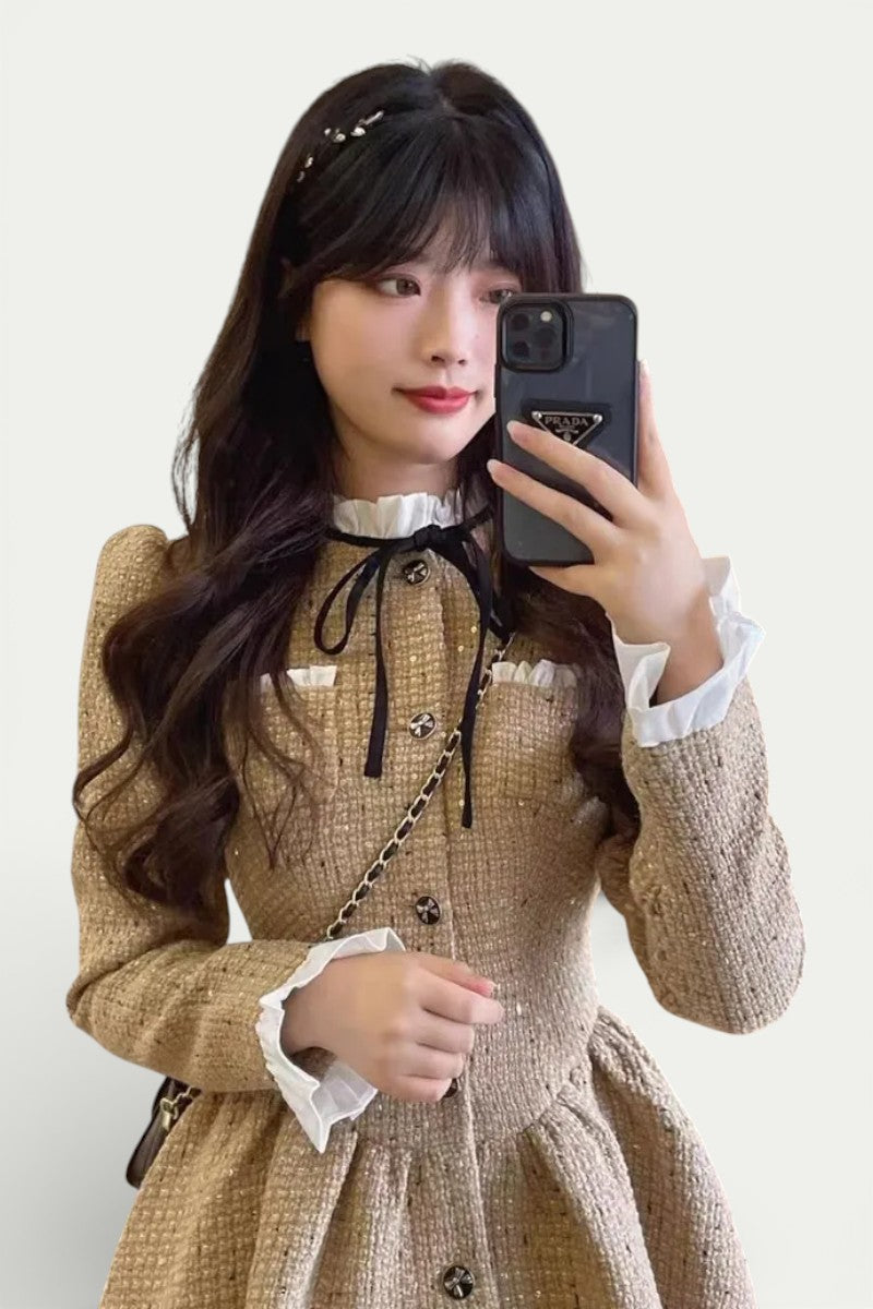 Ruffled Bow A-Line Mini Dress