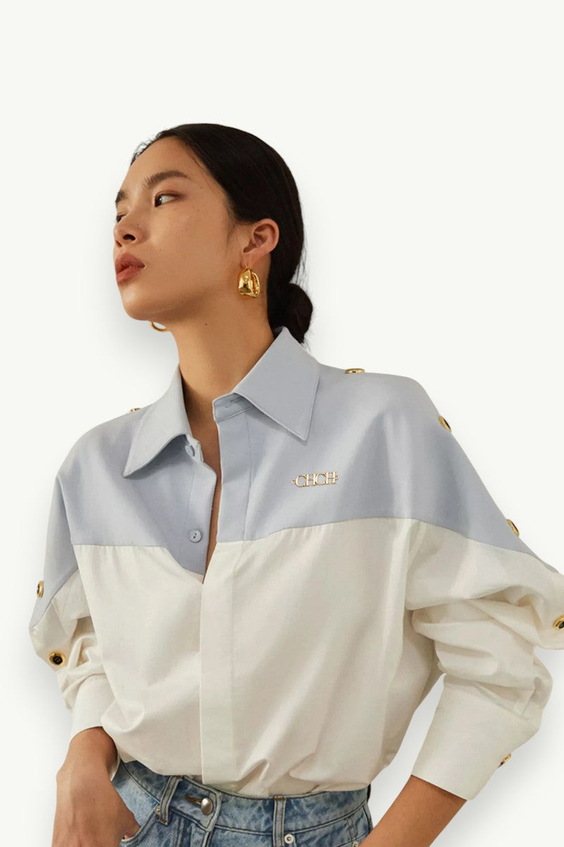 Contrast Splice Commuter Business Shirt