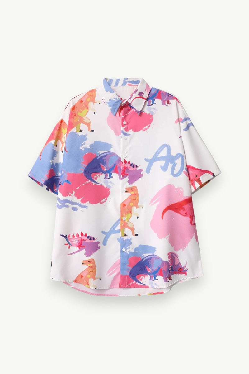 Dinosaur Print Casual Shirt