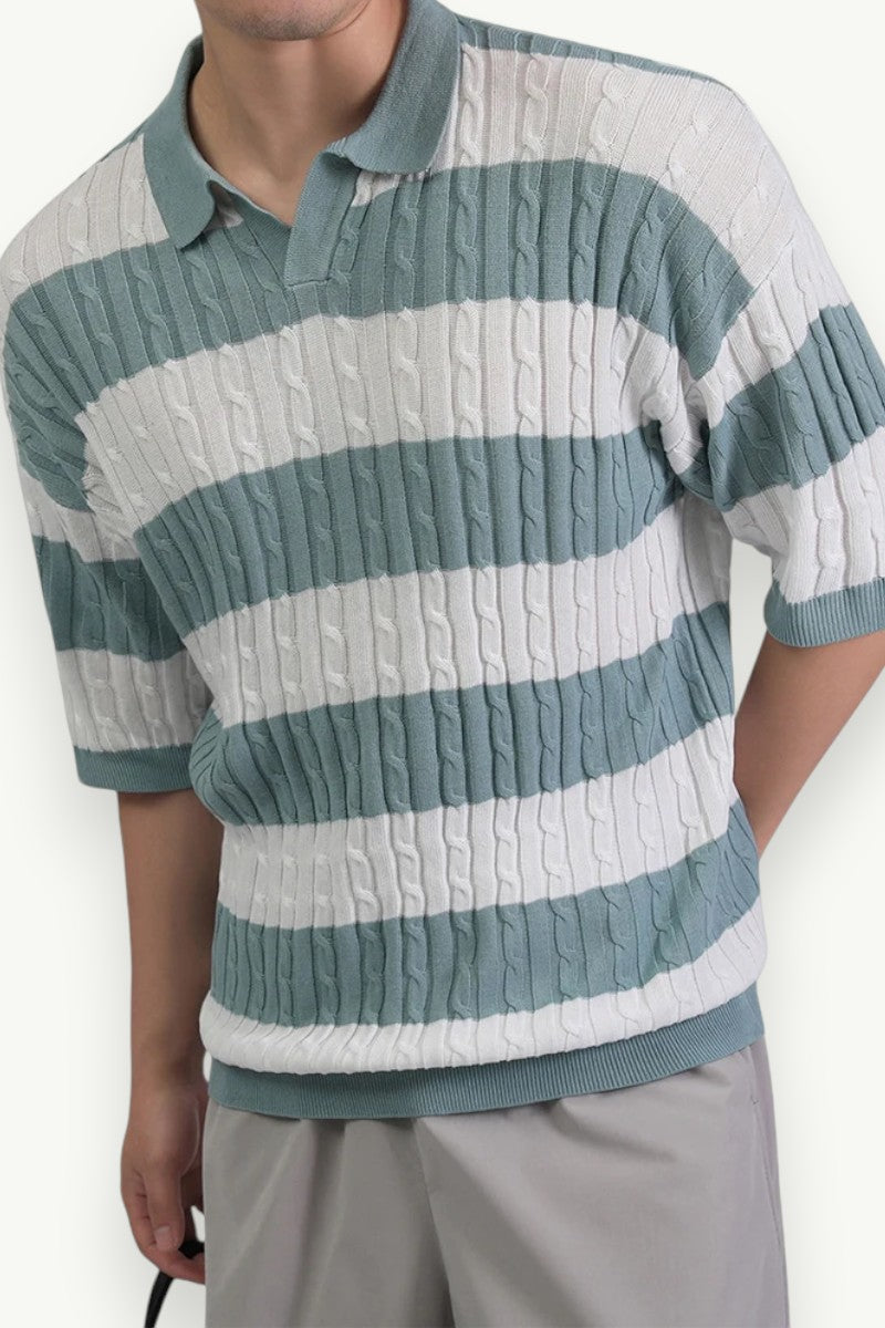 Retro Knit Short-Sleeve Polo Shirt