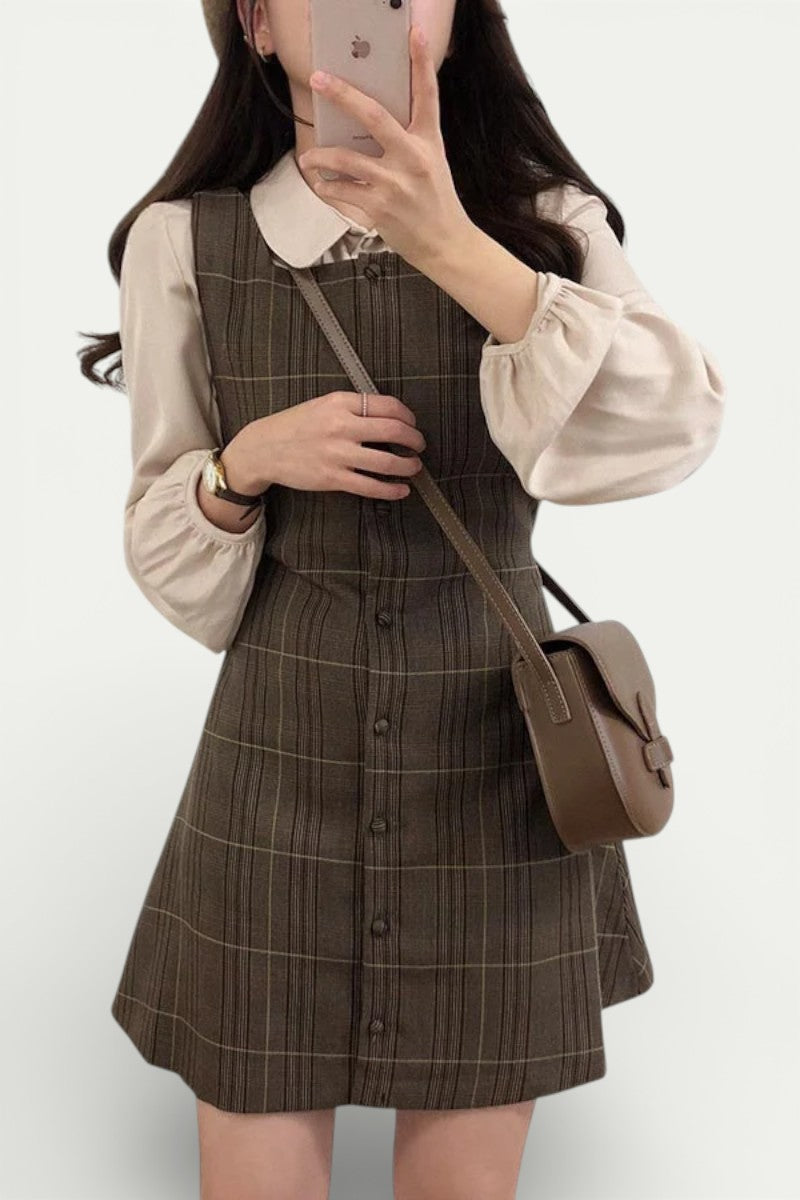 Plaid A-Line Shirt Dress