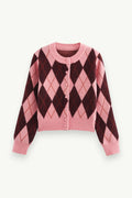 Argyle Jacquard Knit Cardigan
