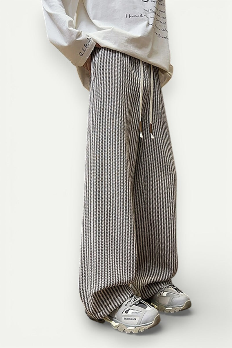 Preppy Stripe Wide-Leg Trousers