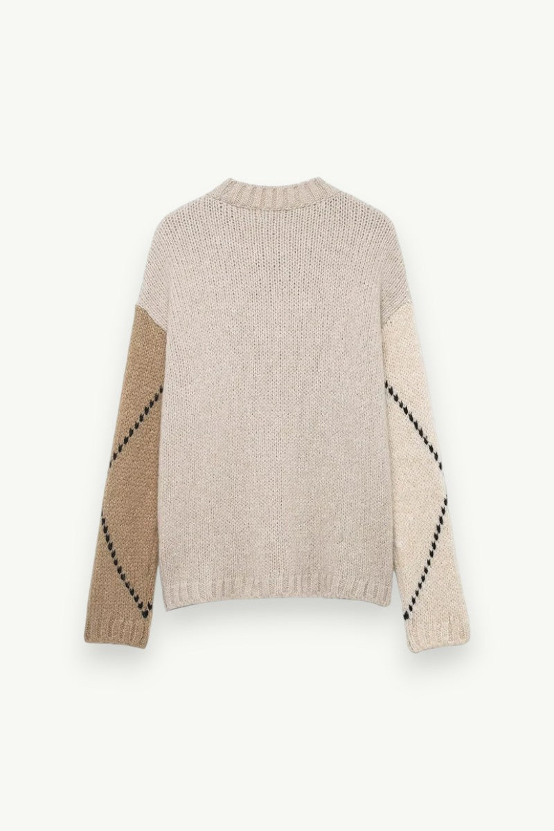 Argyle Color-Block Knit Pullover