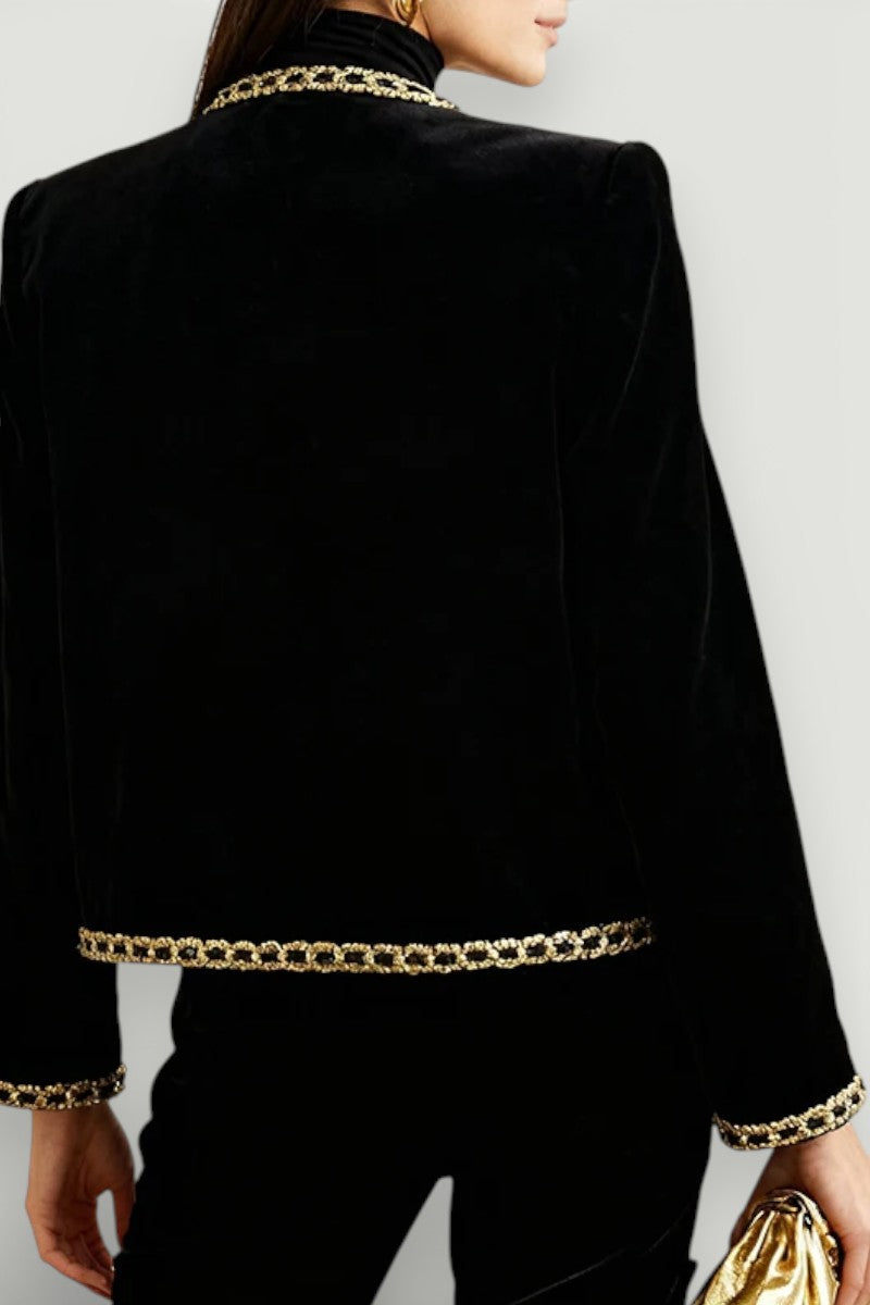 Gold-Embroidered Velvet Evening Jacket
