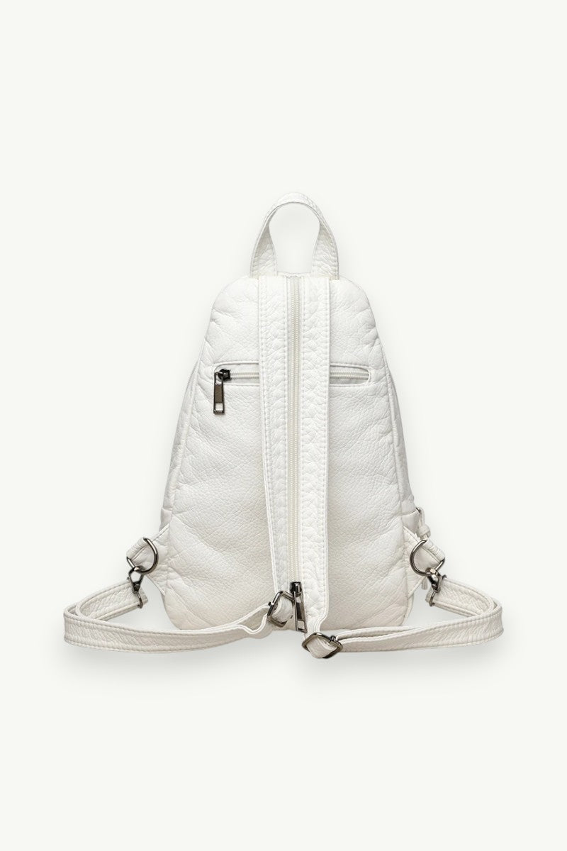 Mini White Multi-Pocket Backpack