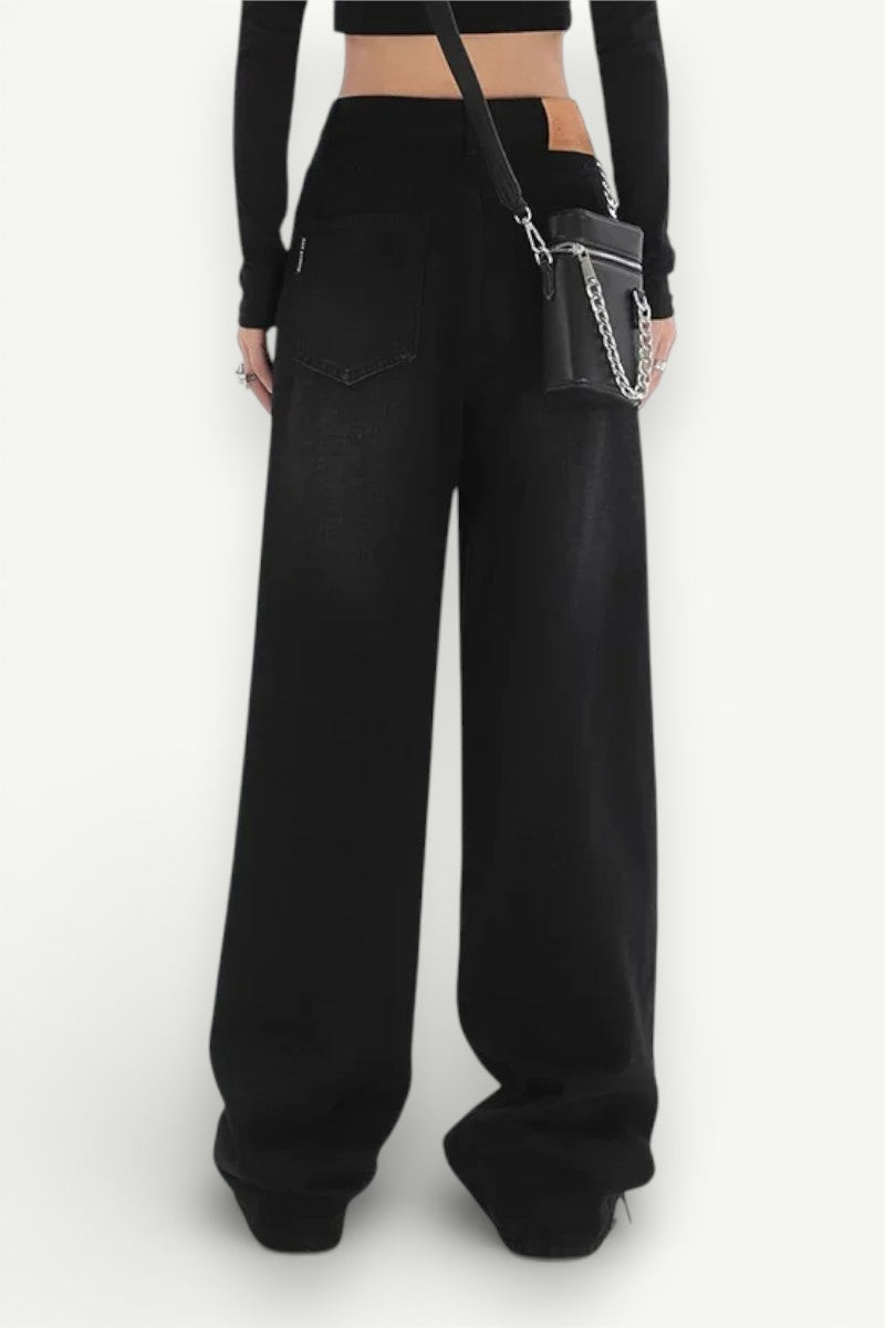 Retro Preppy High-Waist Baggy Jeans