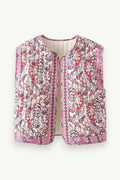 French Retro Printed Quilted Sleeveless Vest