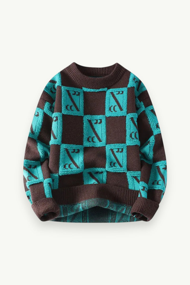 Luxury Plaid Knit Pullover Sweater