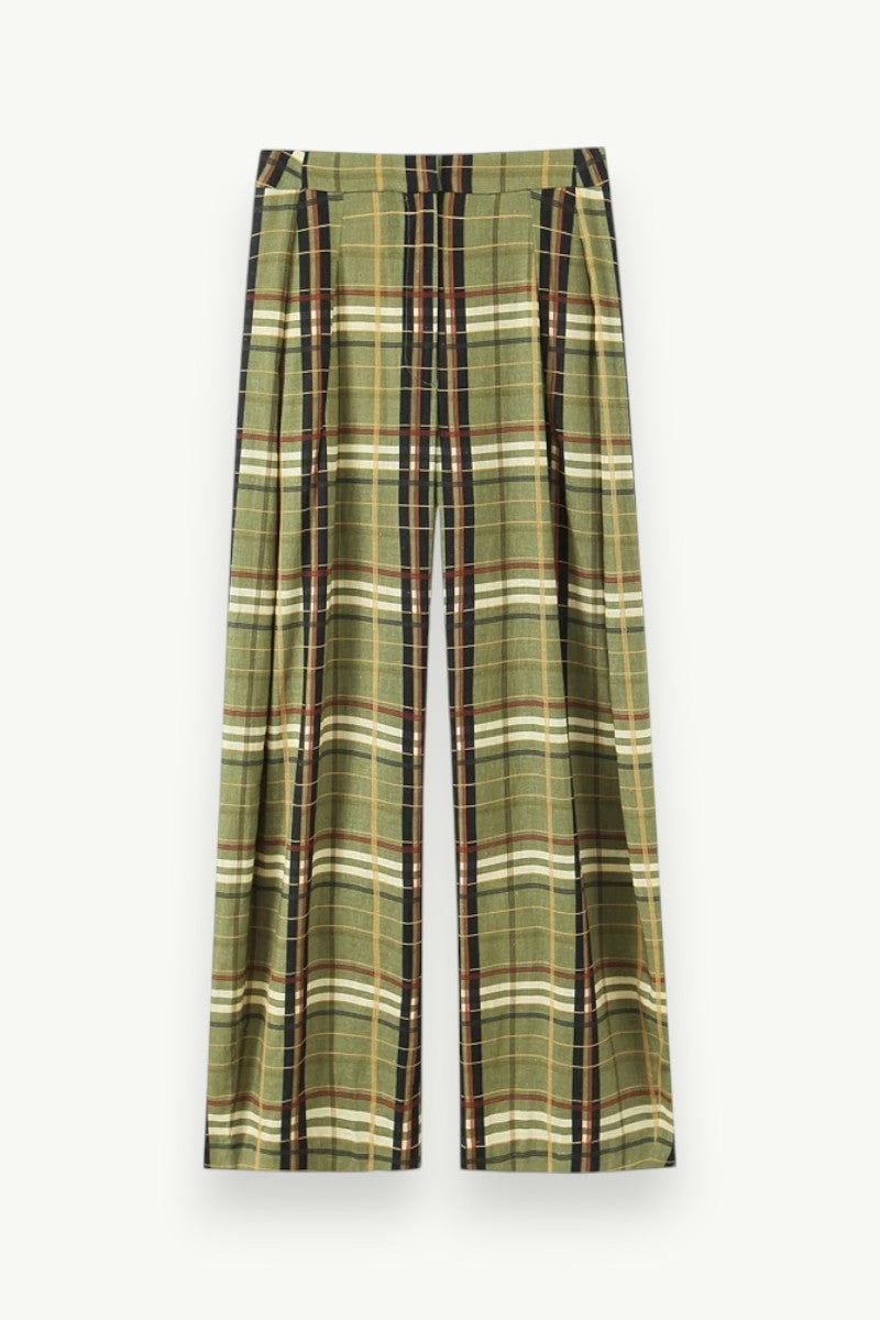 Plaid High-Waist Wide Leg Trousers