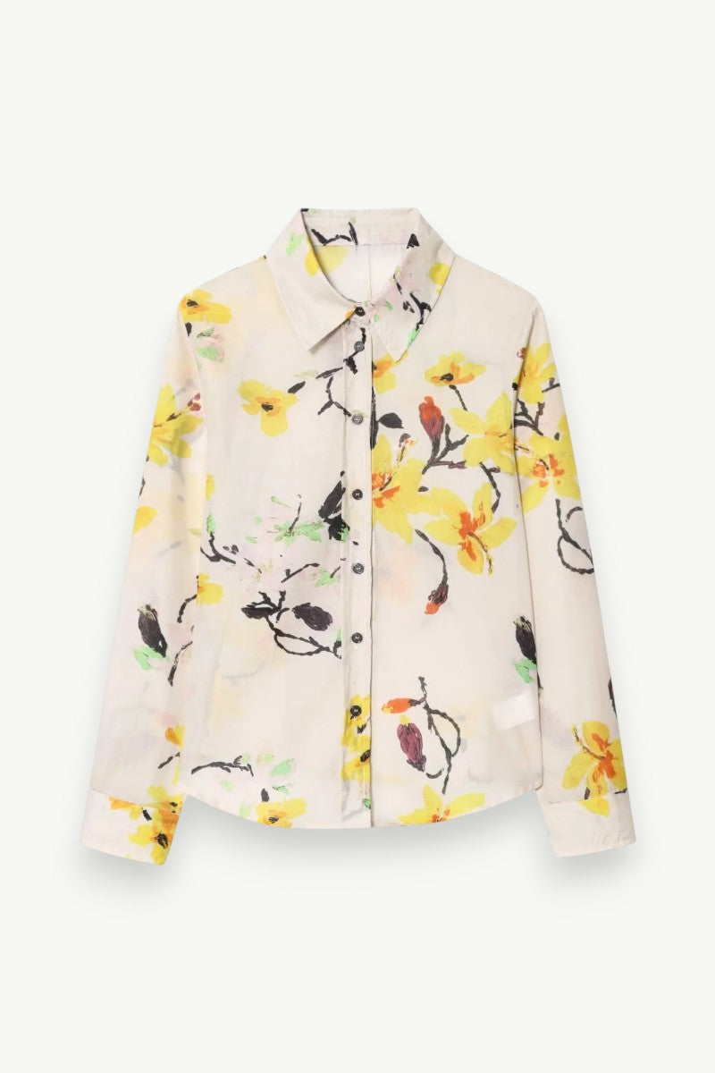 Floral Print Loose Button-Down Shirt