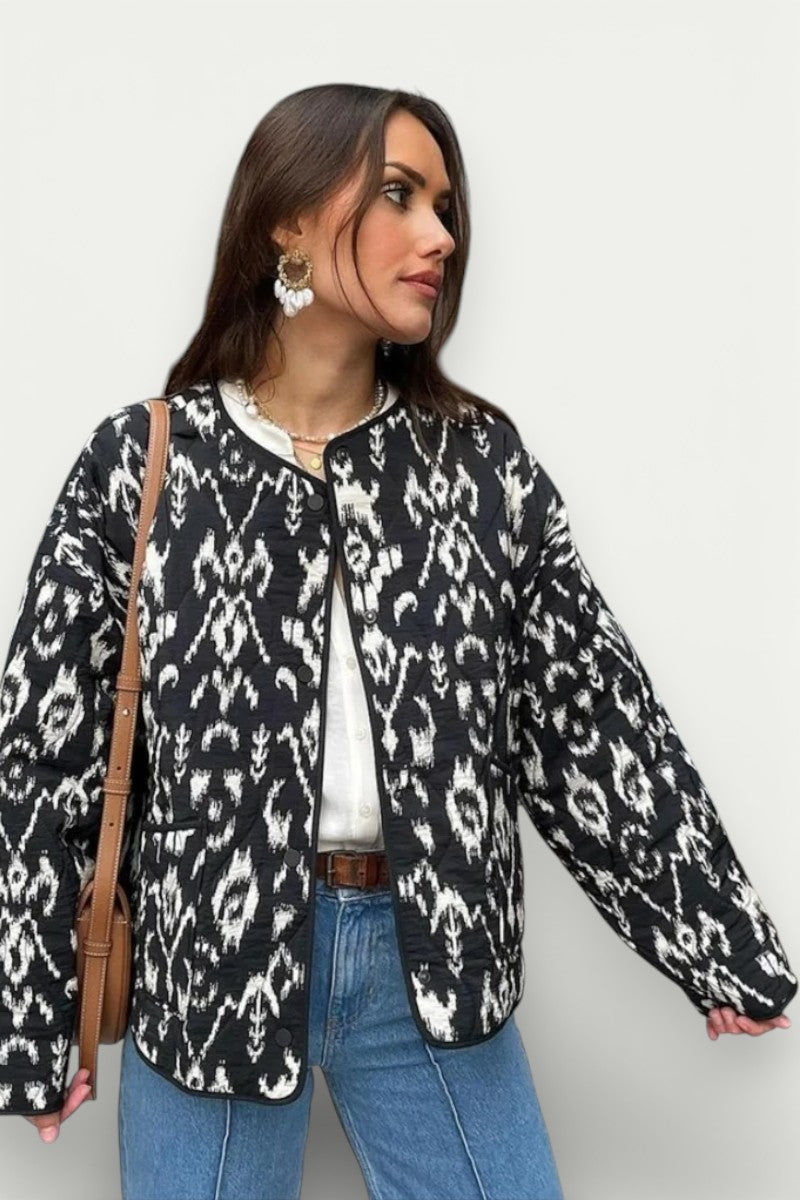 Printed Quilted Cropped Jacket