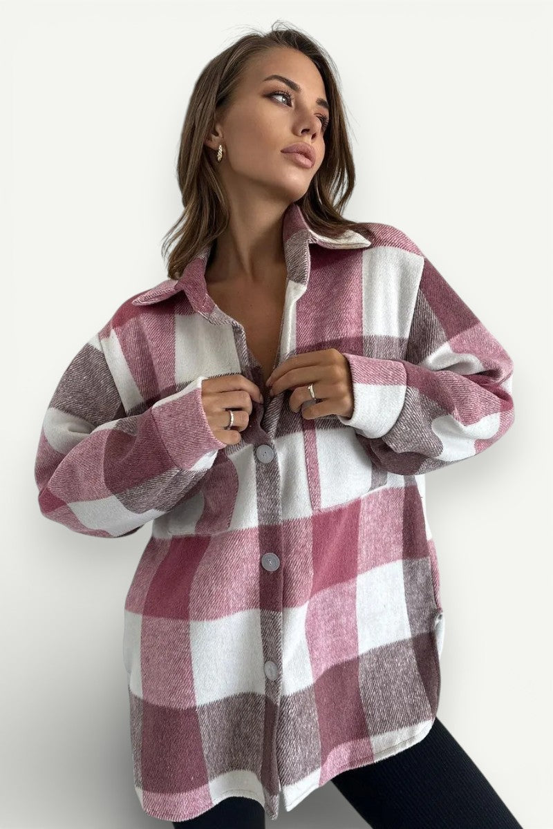 Plaid Flannel Button-Down Shirt Jacket